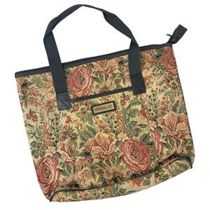 Vintage 90s Versailles Floral Tapestry Tote Weekender‎ Bag Pink Luggage Travel